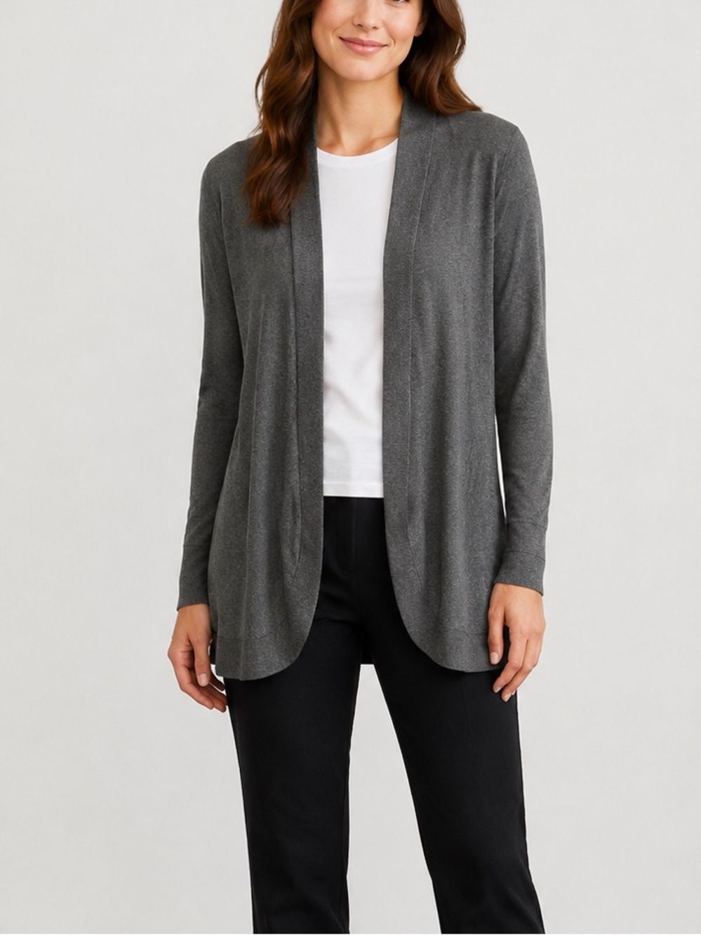 Eileen Fisher Open Front Alpaca Blend Cardigan Sweater In Gray Size M